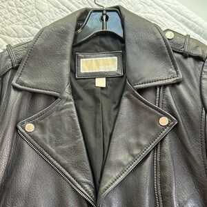Michael Kors Dark Leather Biker Jacket
